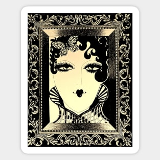 ART DECO Dolly in picture frame , Jacqueline Mcculloch House of Harlequin Sticker